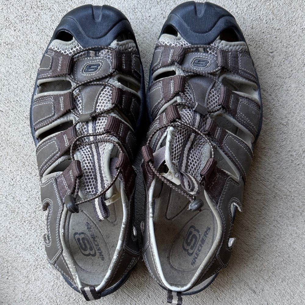 Skechers Brown and Gray Outdoor Closed-Toe Sandals